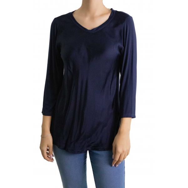 Blusa girocollo con manica 3/4 